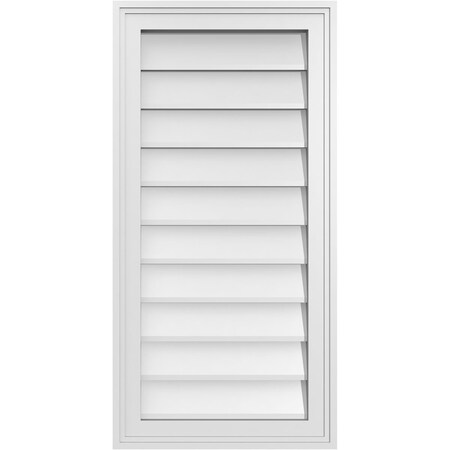 Ekena Millwork Vertical Surface Mount PVC Gable Vnt: Non-Functional, w/2"W x 1-1/2"H, Brickmould Frame, 16"W x 32"H GVPVE16X3202SN